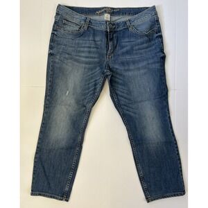 Arizona Jeans Dark Wash Distressed Denim Capri Junior Size 17